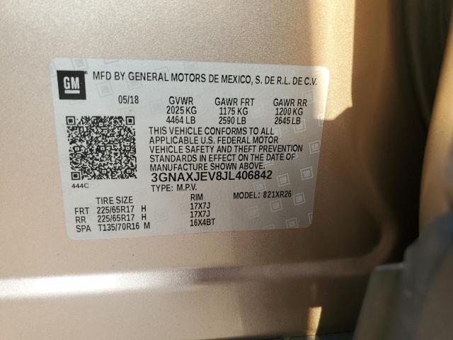 Photo 10 from auction – 2018 CHEVROLET EQUINOX LT with VIN 3GNAXJEV8JL406842