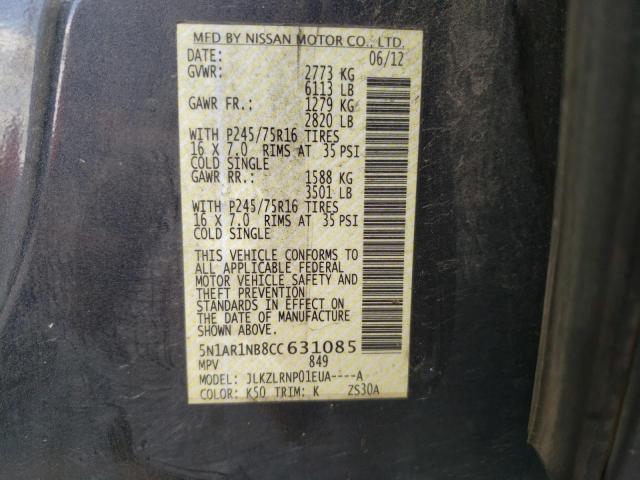 Photo 10 from auction – 2012 NISSAN PATHFINDER with VIN 5N1AR1NB8CC631085