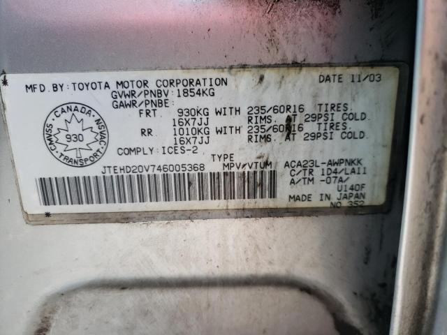 Photo 10 from auction – 2004 TOYOTA RAV4 with VIN JTEHD20V746005368