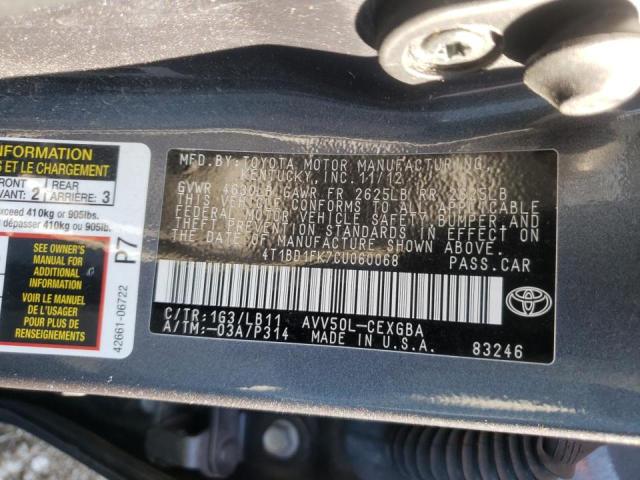 Photo 10 from auction – 2012 TOYOTA CAMRY HYBR with VIN 4T1BD1FK7CU060068