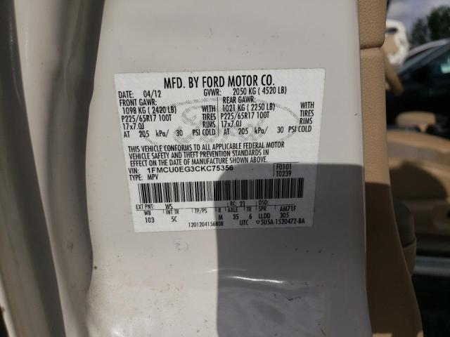 Photo 10 from auction – 2012 FORD ESCAPE LIM with VIN 1FMCU0EG3CKC75356
