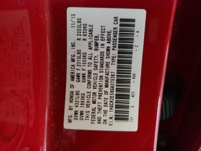 Photo 10 from auction – 2016 HONDA ACCORD SPO with VIN 1HGCR2E59GA075367