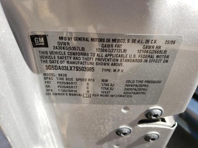 Photo 10 from auction – 2007 BUICK RENDEZVOUS with VIN 3G5DA03LX7S503985