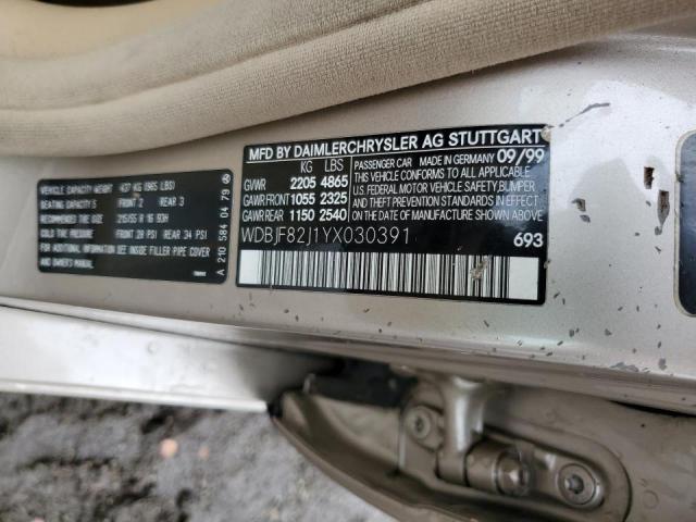 Photo 10 from auction – 2000 MERCEDES-BENZ E 320 4MAT with VIN WDBJF82J1YX030391