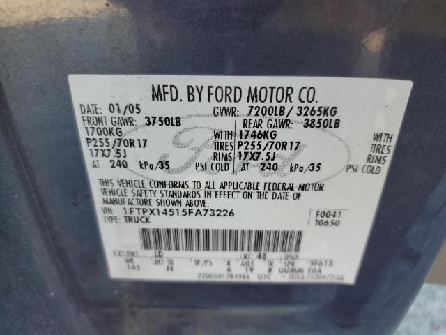 Photo 10 from auction – 2005 FORD F150 with VIN 1FTPX14515FA73226