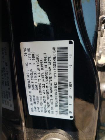 Photo 10 from auction – 2008 ACURA TL TYPE S with VIN 19UUA76538A015092
