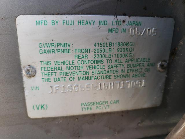 Zdjęcie 10 z aukcji – 2006 SUBARU FORESTER 2 z VIN JF1SG65616H717091