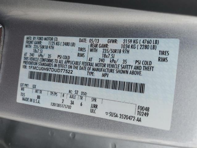 Photo 10 from auction – 2013 FORD ESCAPE SEL with VIN 1FMCU0H97DUD77522
