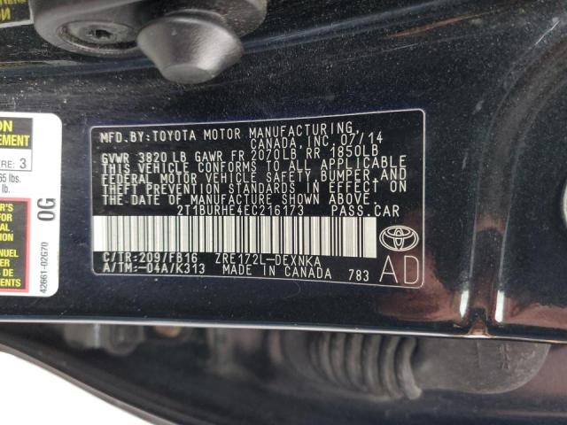 Photo 10 from auction – 2014 TOYOTA COROLLA L with VIN 2T1BURHE4EC216173