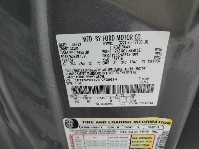 Photo 10 from auction – 2013 FORD F150 SUPER with VIN 1FTFW1CT2DKF30694