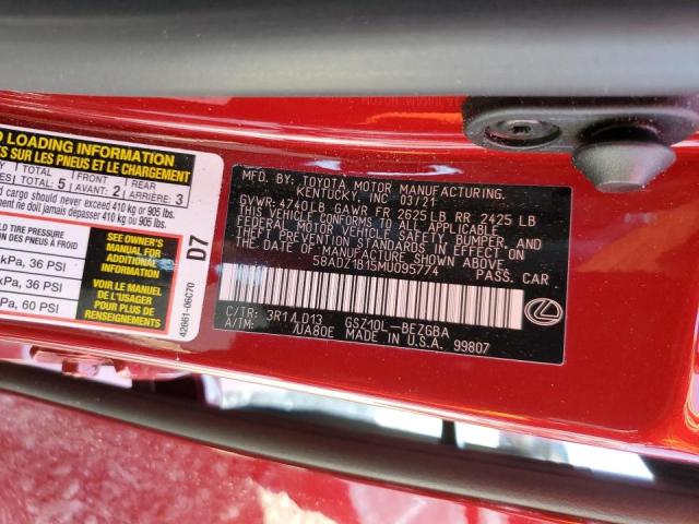 Photo 10 from auction – 2021 LEXUS ES 350 BAS with VIN 58ADZ1B15MU095774