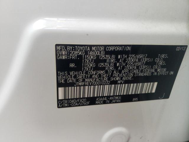 Photo 10 from auction – 2013 TOYOTA RAV4 XLE with VIN JTMRFREV7DD010232
