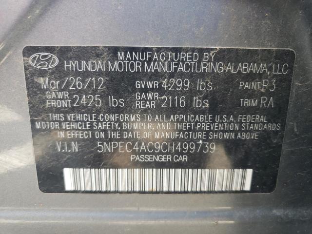 Photo 10 from auction – 2012 HYUNDAI SONATA SE with VIN 5NPEC4AC9CH499739
