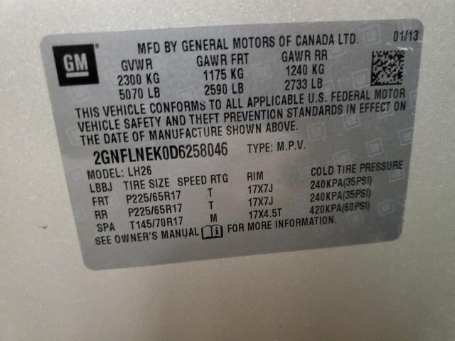 Photo 10 from auction – 2013 CHEVROLET EQUINOX LT with VIN 2GNFLNEK0D6258046