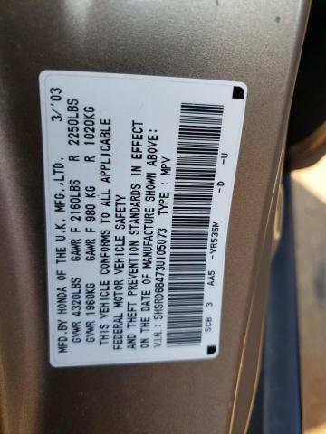 Photo 10 from auction – 2003 HONDA CR-V LX with VIN SHSRD68473U105073