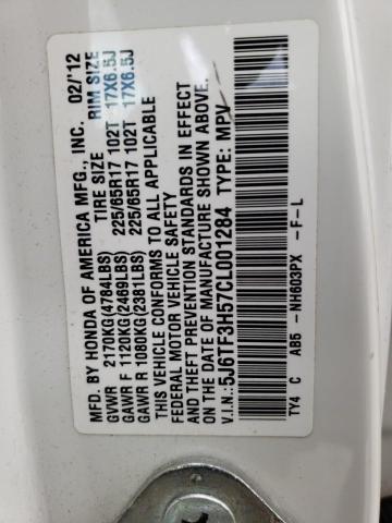 Photo 10 from auction – 2012 HONDA CROSSTOUR with VIN 5J6TF3H57CL001284
