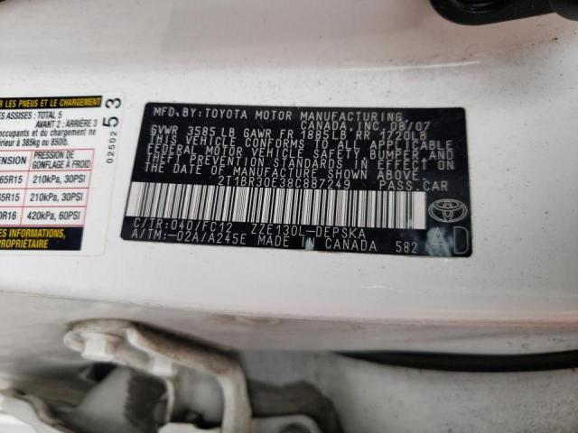 Photo 10 from auction – 2008 TOYOTA COROLLA CE with VIN 2T1BR30E38C887249
