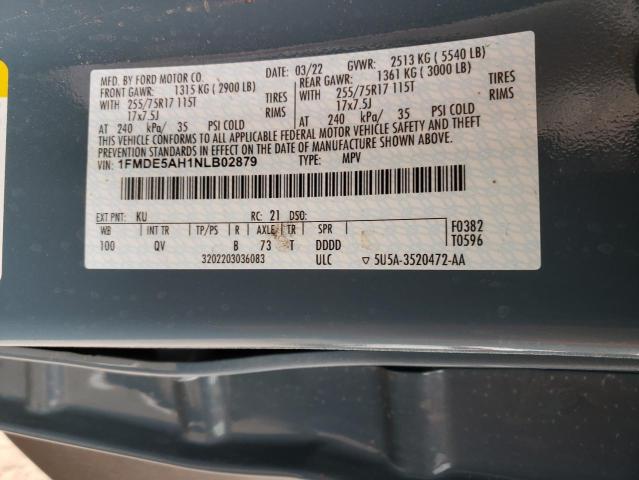 Photo 10 from auction – 2022 FORD BRONCO BAS with VIN 1FMDE5AH1NLB02879