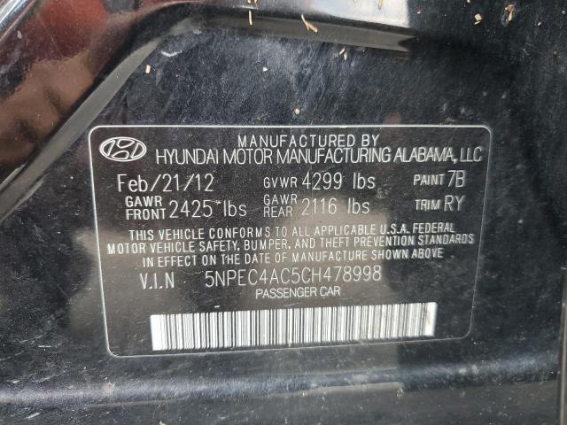 Photo 10 from auction – 2012 HYUNDAI SONATA SE with VIN 5NPEC4AC5CH478998