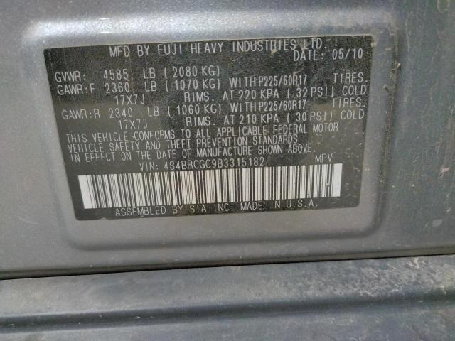 Photo 10 from auction – 2011 SUBARU OUTBACK 2. with VIN 4S4BRCGC9B3315182