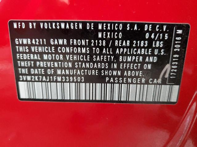 Photo 10 from auction – 2015 VOLKSWAGEN JETTA BASE with VIN 3VW2K7AJ1FM339503