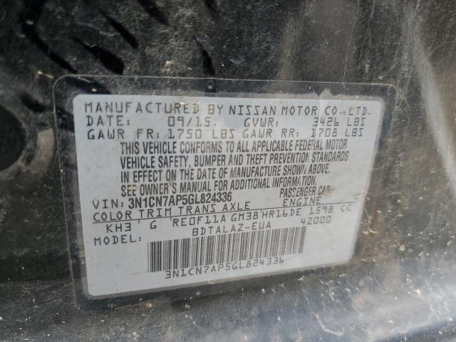 Photo 10 from auction – 2016 NISSAN VERSA S with VIN 3N1CN7AP5GL824336