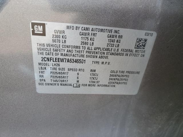 Photo 10 from auction – 2010 CHEVROLET EQUINOX LT with VIN 2CNFLEEW7A6346501
