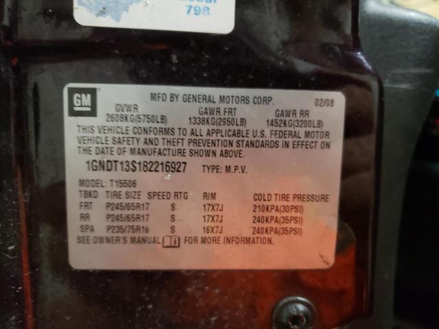 Photo 10 from auction – 2008 CHEVROLET TRAILBLAZE with VIN 1GNDT13S182216927