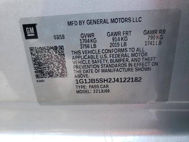 Photo 10 from auction – 2018 CHEVROLET SONIC LS with VIN 1G1JB5SH2J4122182