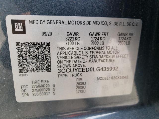 Photo 10 from auction – 2020 CHEVROLET SILVERADO with VIN 3GCUYEED0LG435992