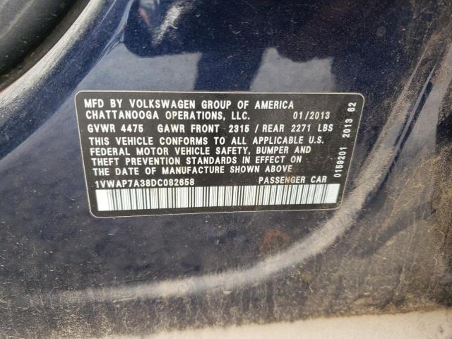 Photo 10 from auction – 2013 VOLKSWAGEN PASSAT S with VIN 1VWAP7A38DC082658