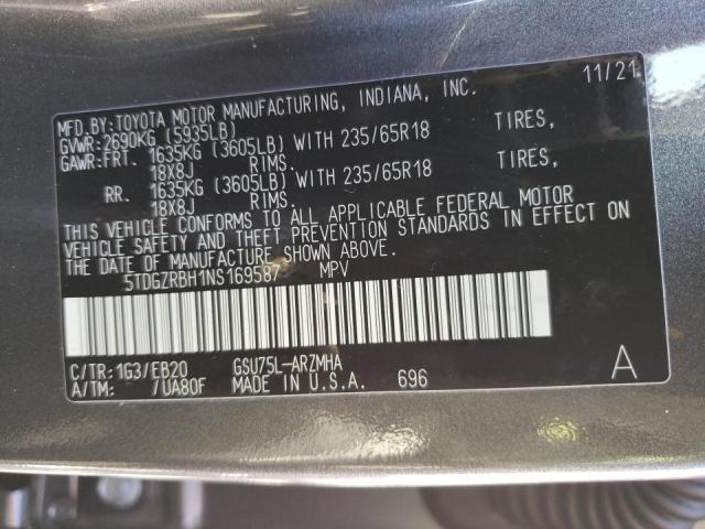 Photo 10 from auction – 2022 TOYOTA HIGHLANDER with VIN 5TDGZRBH1NS169587