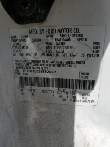 Photo 10 from auction – 2008 FORD F250 SUPER with VIN 1FTNF20538EE26601
