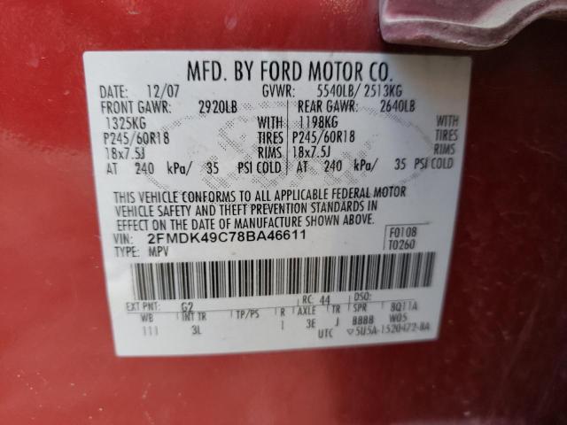 Photo 10 from auction – 2008 FORD EDGE LIMIT with VIN 2FMDK49C78BA46611