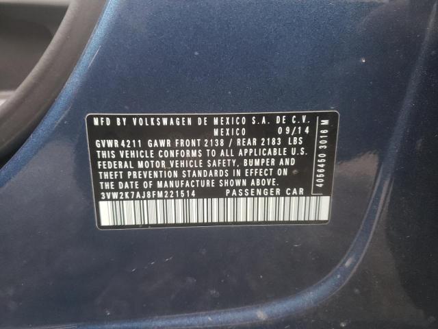 Photo 10 from auction – 2015 VOLKSWAGEN JETTA BASE with VIN 3VW2K7AJ8FM221514