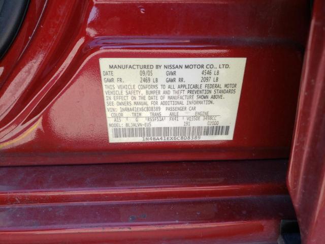 Photo 10 from auction – 2006 NISSAN MAXIMA SE with VIN 1N4BA41EX6C808389