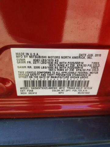 Photo 10 from auction – 2015 MITSUBISHI OUTLANDER with VIN 4A4AR4AW4FE042454