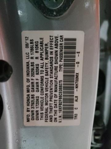 Photo 10 from auction – 2012 HONDA CIVIC EX with VIN 19XFB2F86CE088075