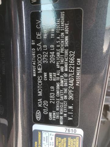 Photo 10 from auction – 2020 KIA FORTE FE with VIN 3KPF24AD7LE216632