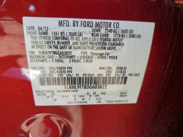 Photo 10 from auction – 2013 LINCOLN MKS with VIN 1LNHL9FT8DG603822