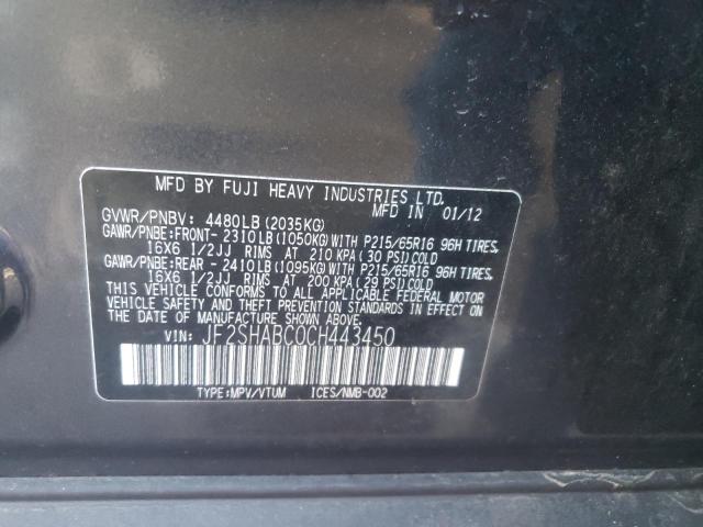 Photo 10 from auction – 2012 SUBARU FORESTER 2 with VIN JF2SHABC0CH443450