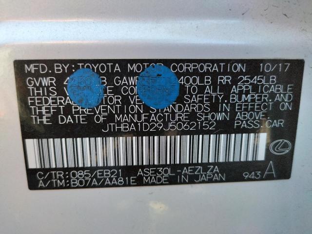 Photo 10 from auction – 2018 LEXUS IS 300 with VIN JTHBA1D29J5062152