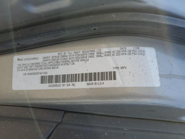 Photo 10 from auction – 2007 SUBARU B9 TRIBECA with VIN 4S4WX82D874411424