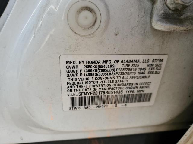 Photo 10 from auction – 2006 HONDA PILOT LX with VIN 5FNYF28176B051435