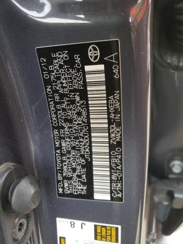 Photo 10 from auction – 2012 TOYOTA PRIUS with VIN JTDKN3DU7C1498513
