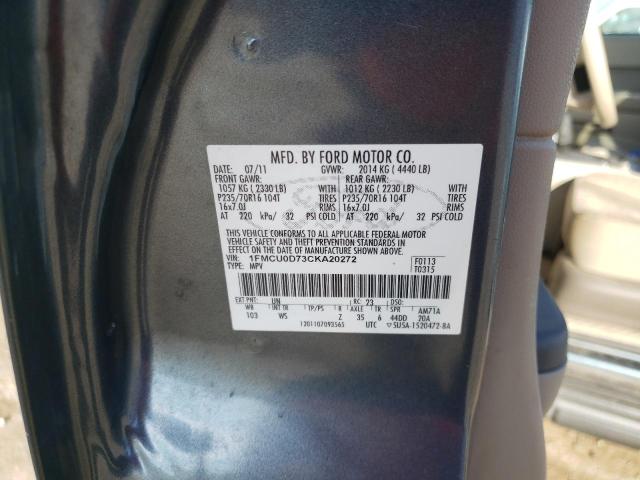 Photo 10 from auction – 2012 FORD ESCAPE XLT with VIN 1FMCU0D73CKA20272