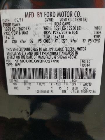 Photo 10 from auction – 2011 FORD ESCAPE LIM with VIN 1FMCU0EG9BKC27410