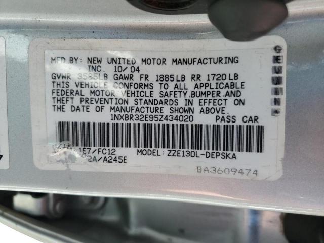 Photo 10 from auction – 2005 TOYOTA COROLLA CE with VIN 1NXBR32E95Z434020