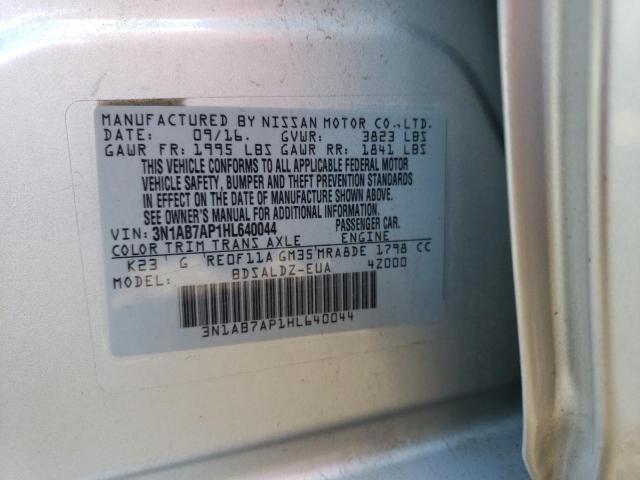 Photo 10 from auction – 2017 NISSAN SENTRA S with VIN 3N1AB7AP1HL640044