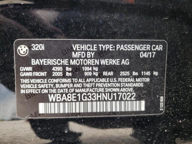 Photo 10 from auction – 2017 BMW 320 I with VIN WBA8E1G33HNU17022